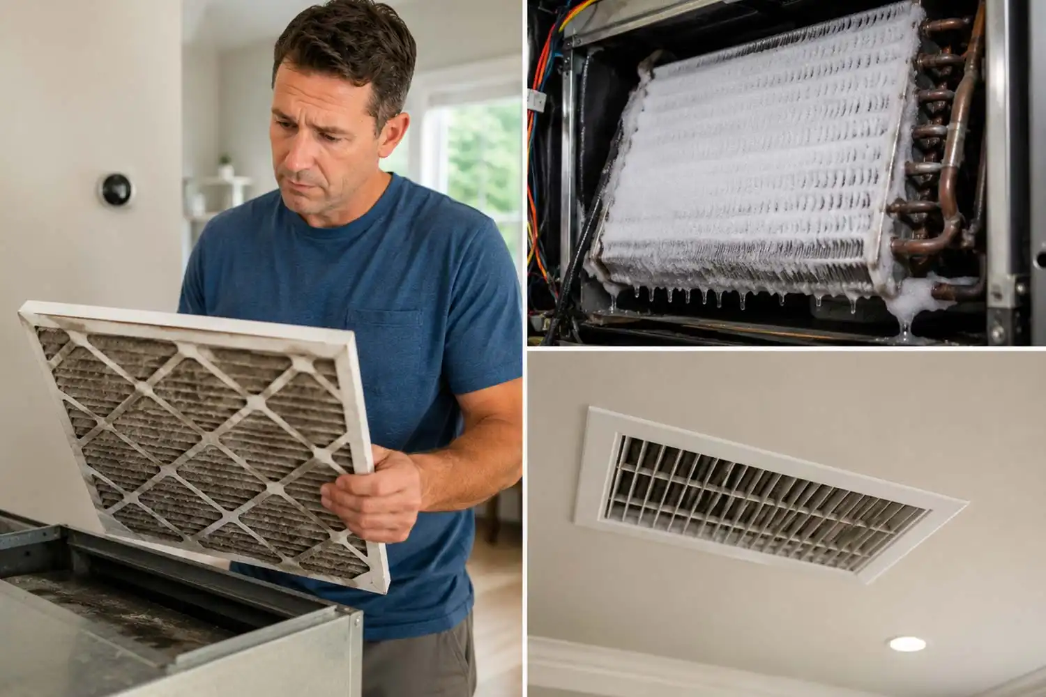 HVAC technician diagnosing AC blowing warm air in Central NJ