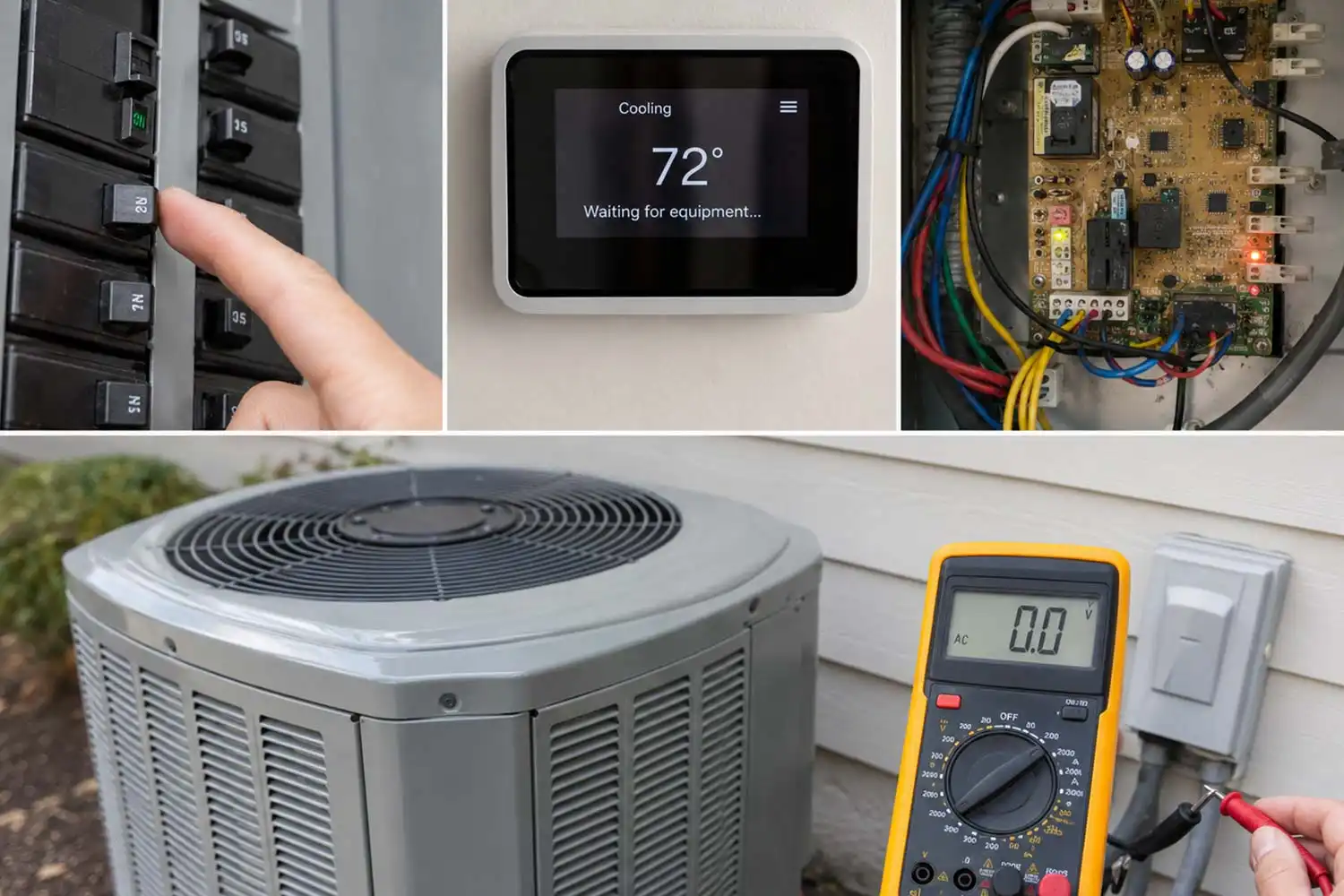 HVAC technician checking electrical panel for AC not turning on in Central NJ